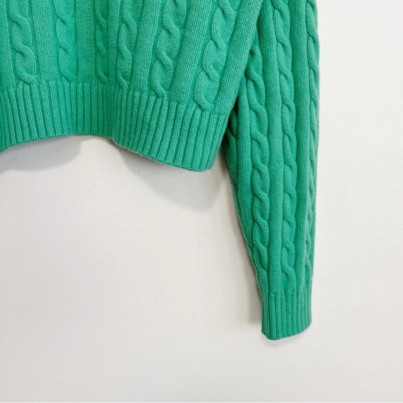 BOGO! Aritzia Sunday Best Lottie Cable Knit Polo Sweater Green Large - Picture 4 of 7